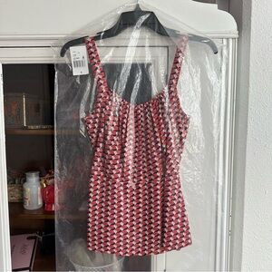 NWT Cabi gathered neckline adjustable button strap peplum tank top 4